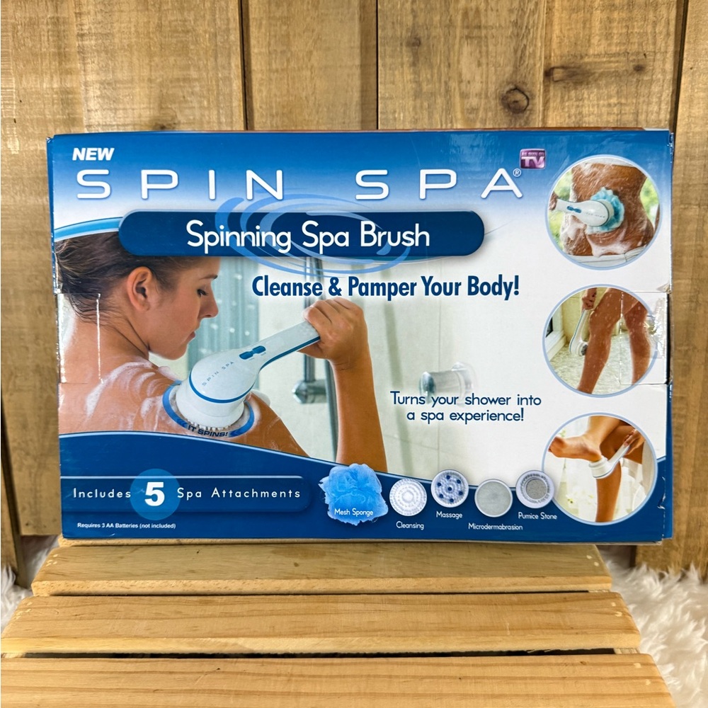 Spin Spa Body Scrub Brush Pamper W/ 5 Attachments Deep Cleansing Massage New